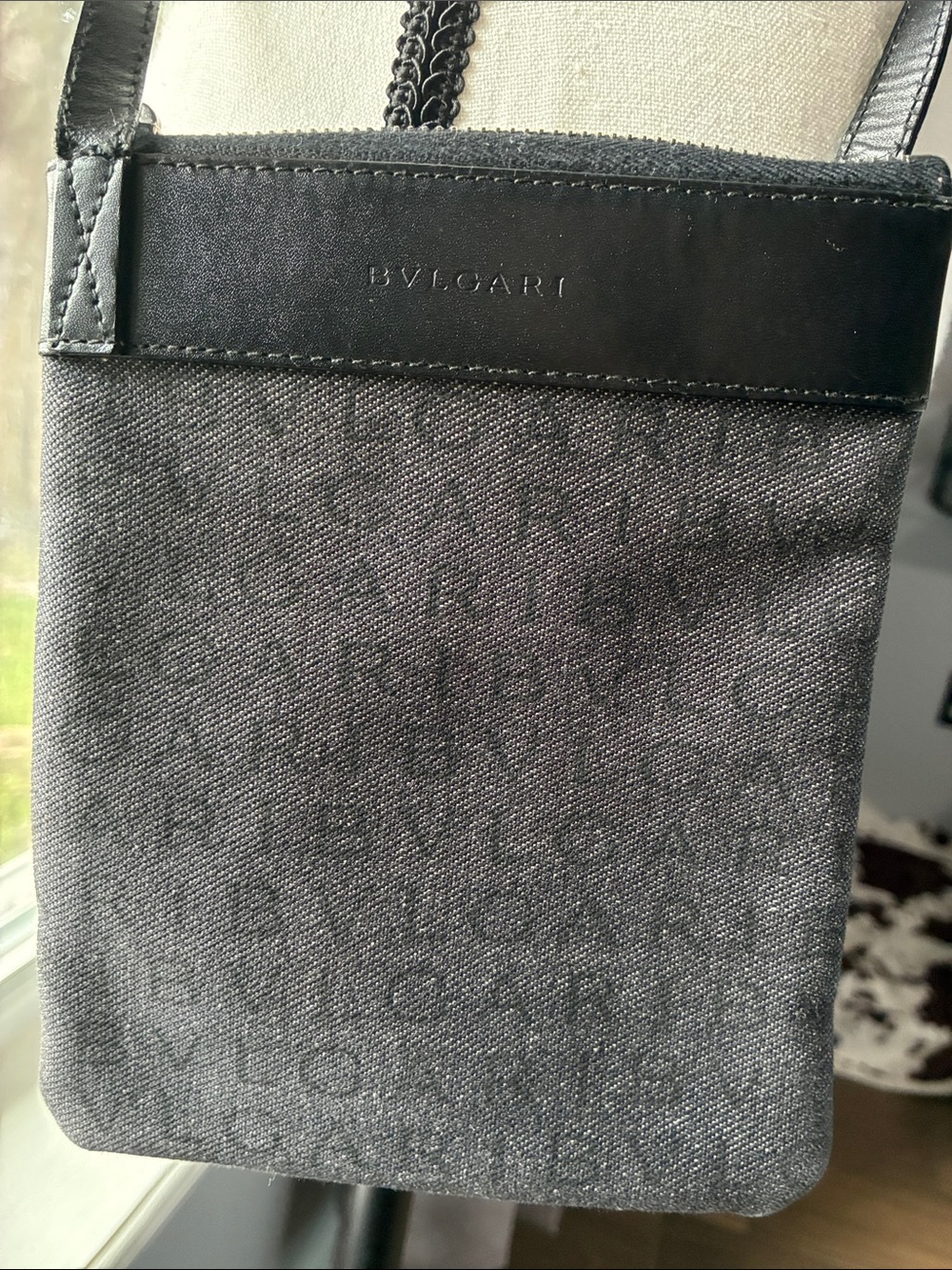 Bulgari Black denim Crossbody Bag - Signature Logo Print